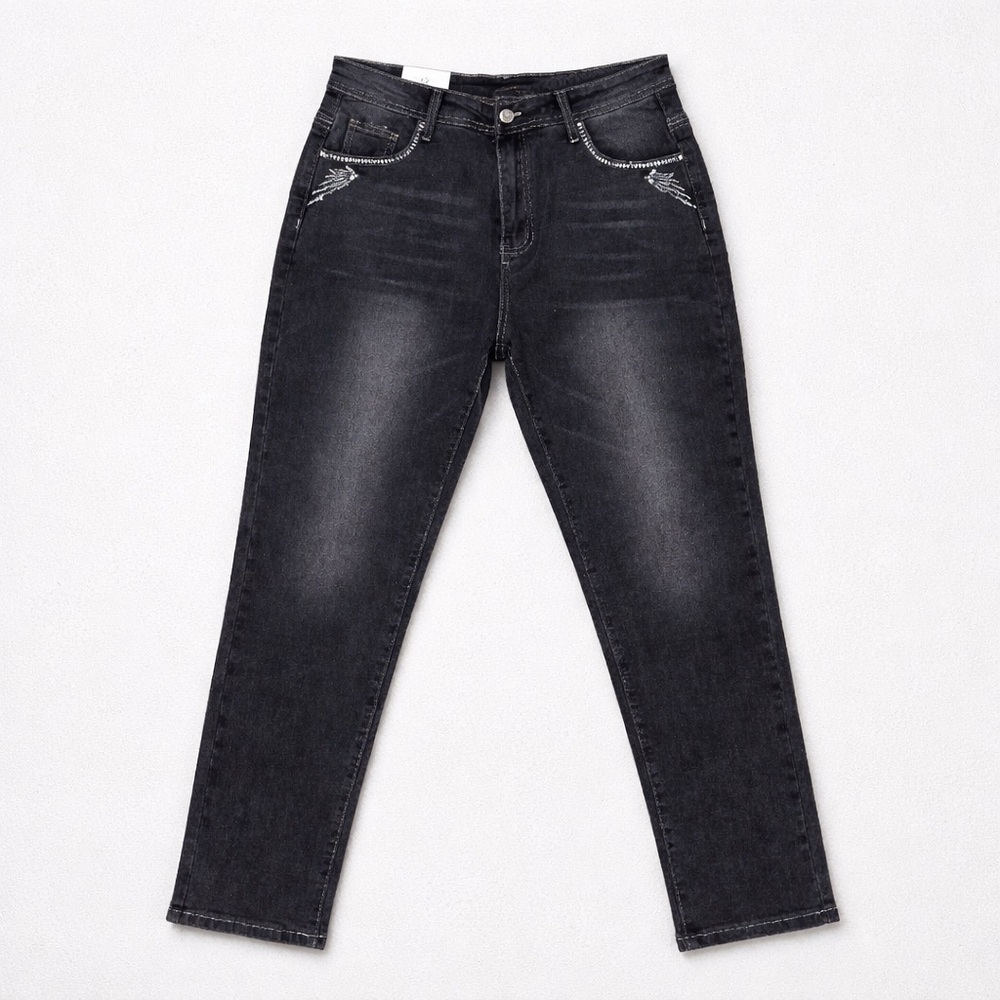 Women’s Classic Denim Jeans Straight Leg Dark Gray Size 29/28